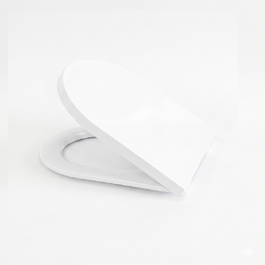 Rimini Modern D Shape Soft Close Toilet Seat - White