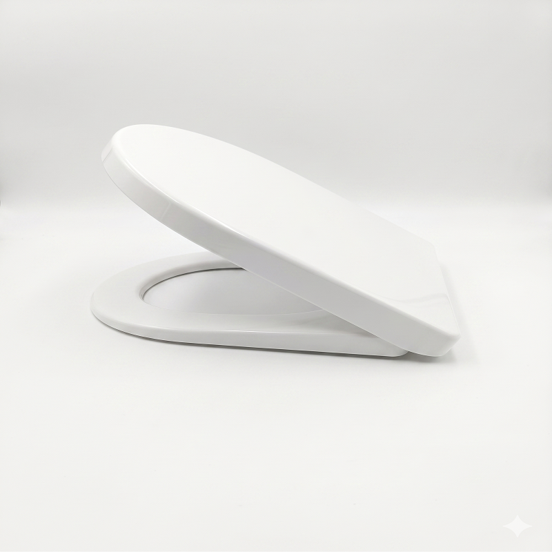 Rimini Modern D Shape Soft Close Toilet Seat - White