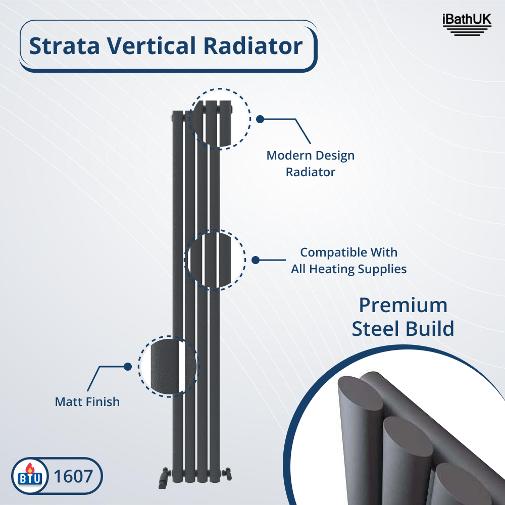 Princia Vertical Single Oval Panel Radiator