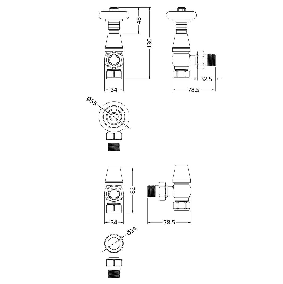 Apra Angled Thermostatic Radiator Valve