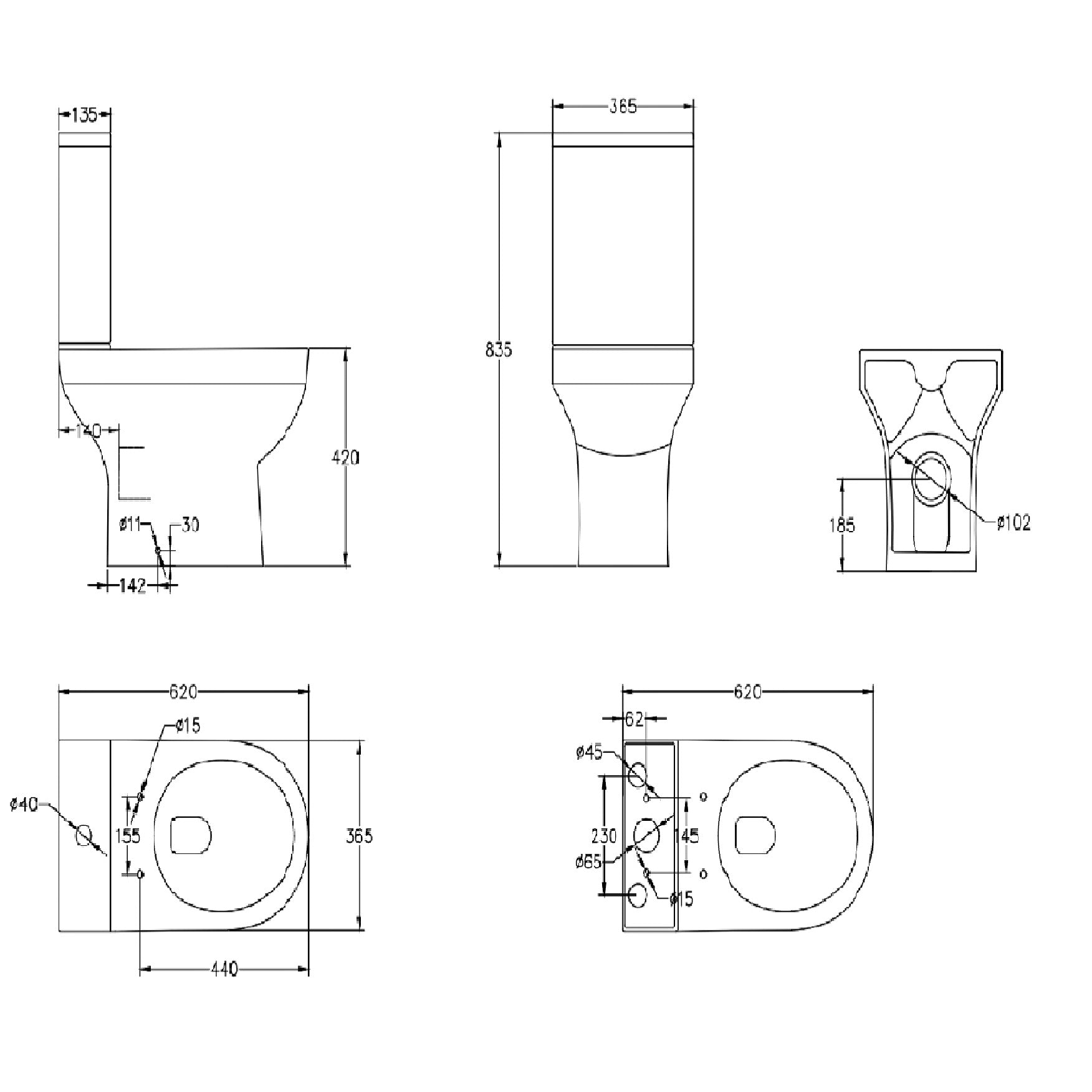 Rimini Close Coupled Toilet with Cistern & Soft Close Seat Options - White