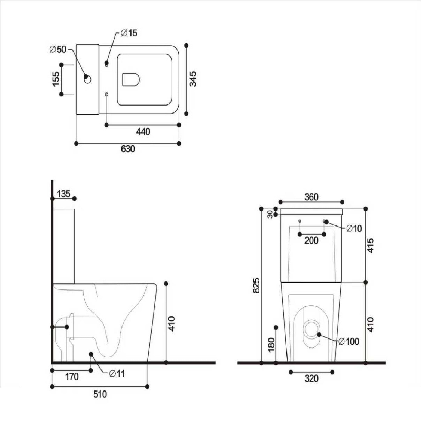 Salerno Close Coupled Toilet with Soft Close Seat & Cistern - White