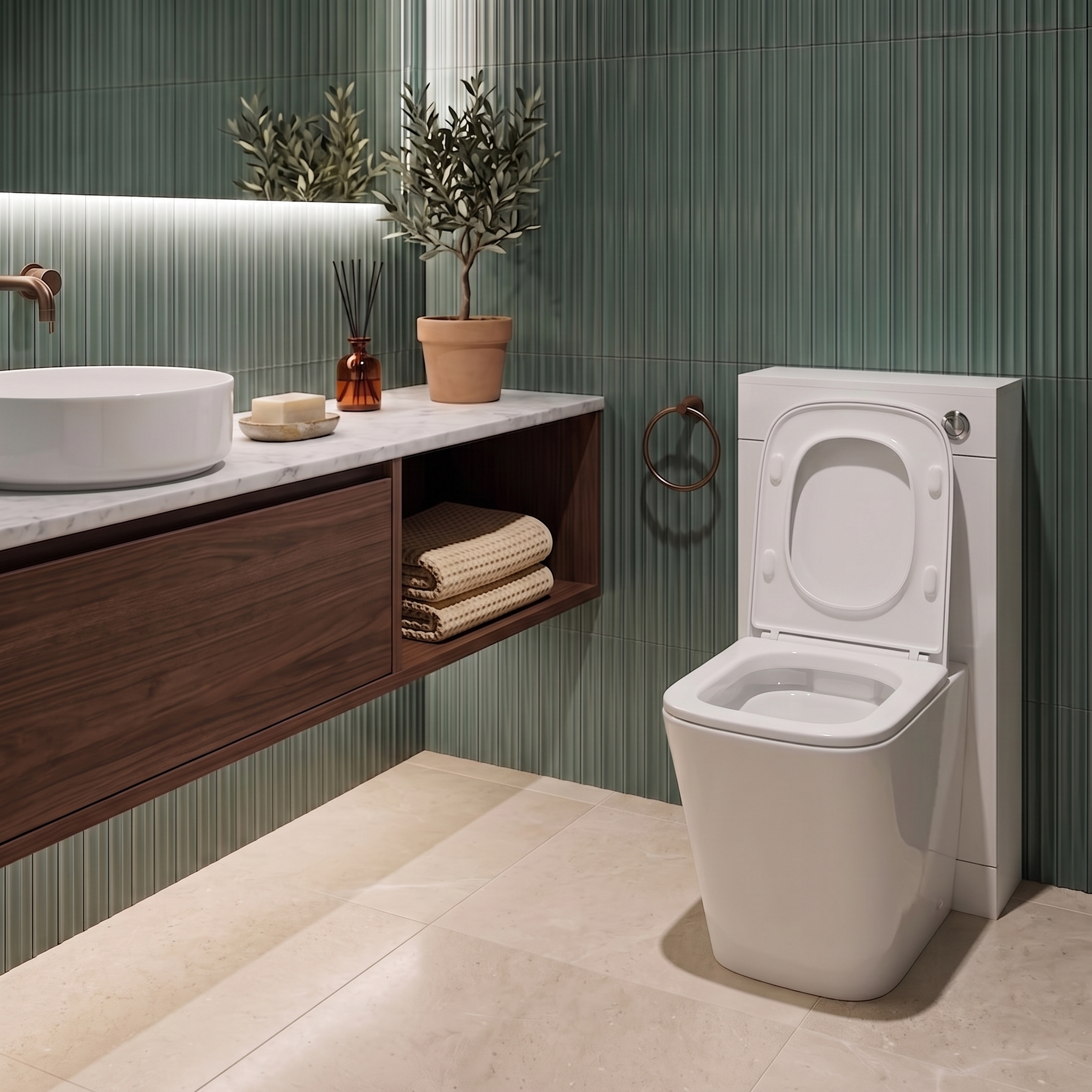 Salerno Rimless Back To Wall Toilet With  Luxury Soft Close Seat - White