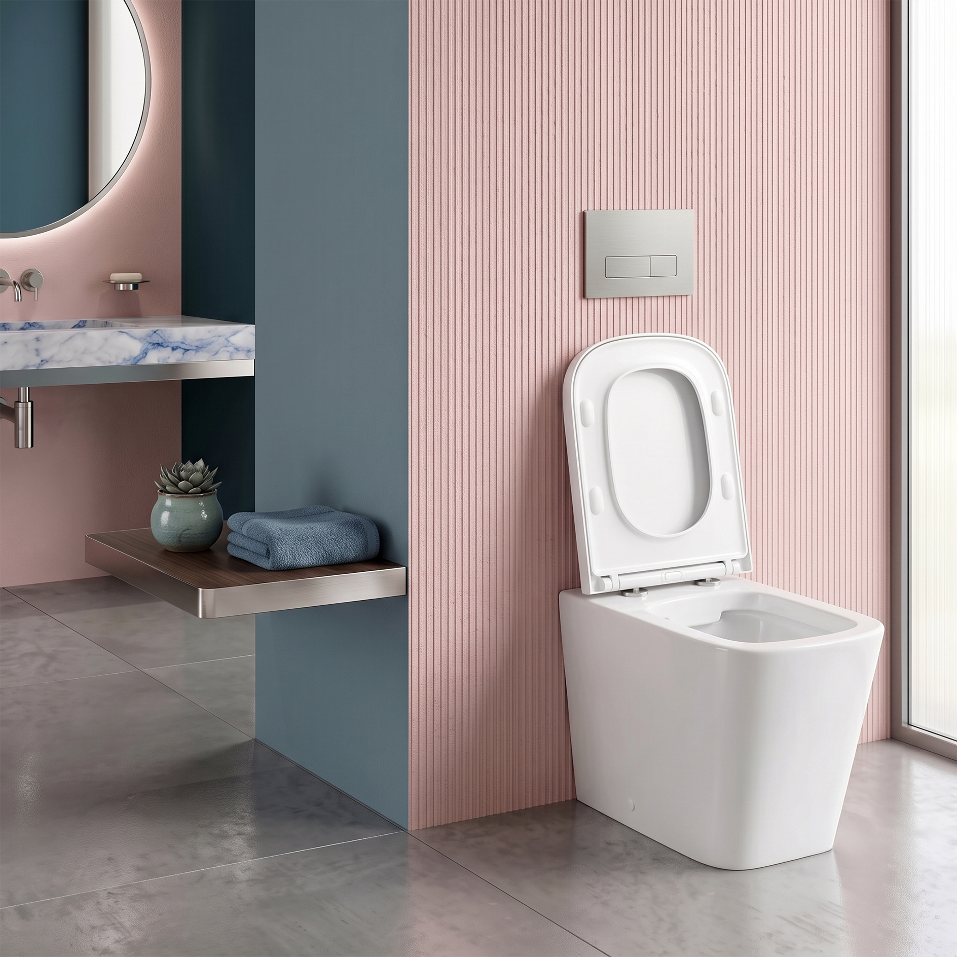 Salerno Rimless Back To Wall Toilet With  Luxury Soft Close Seat - White