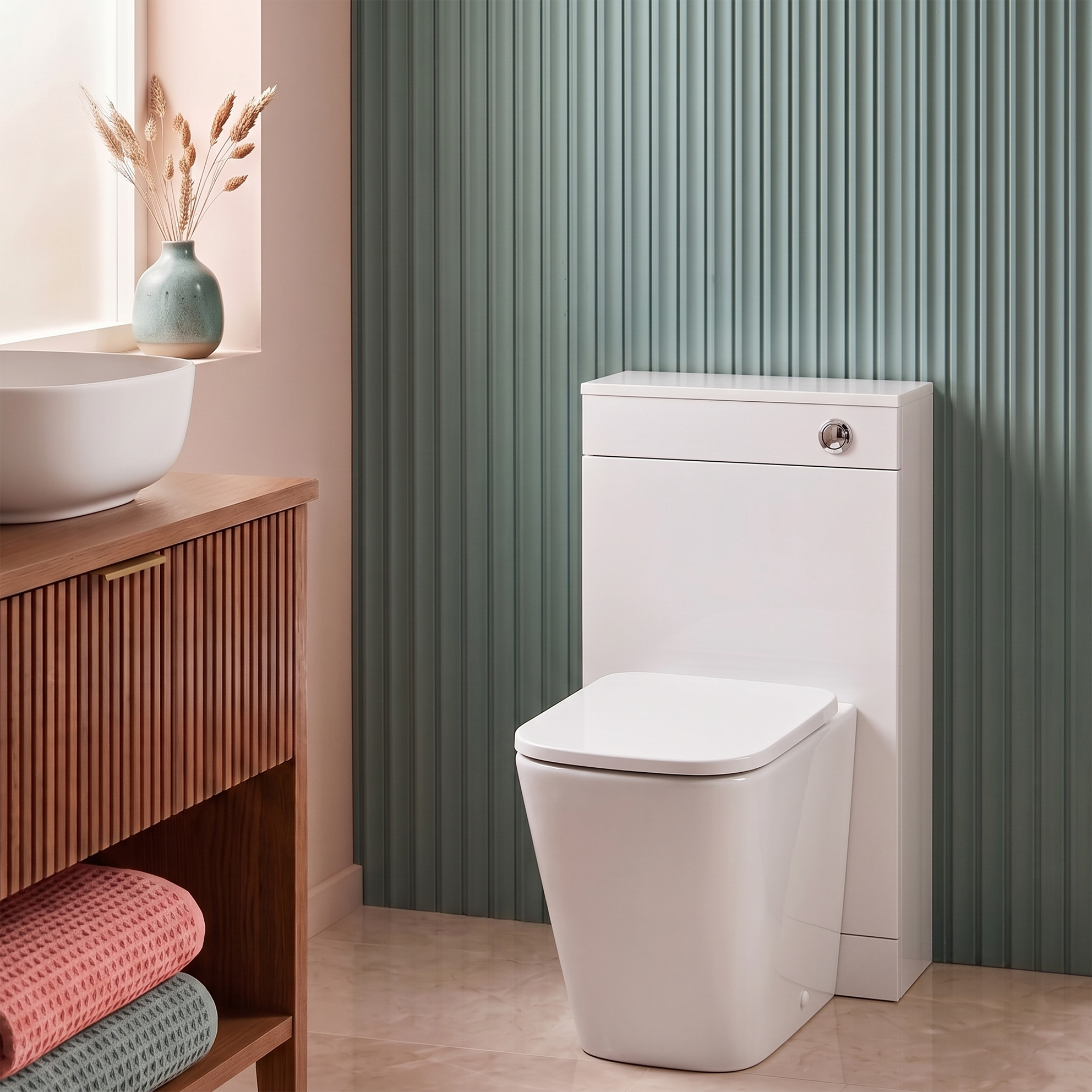 Salerno Rimless Back To Wall Toilet With  Luxury Soft Close Seat - White