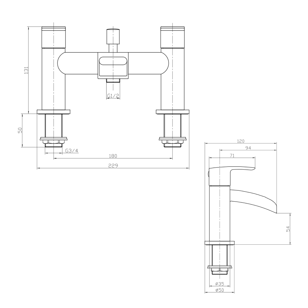 Stream Round Waterfall Bath Shower Mixer Tap