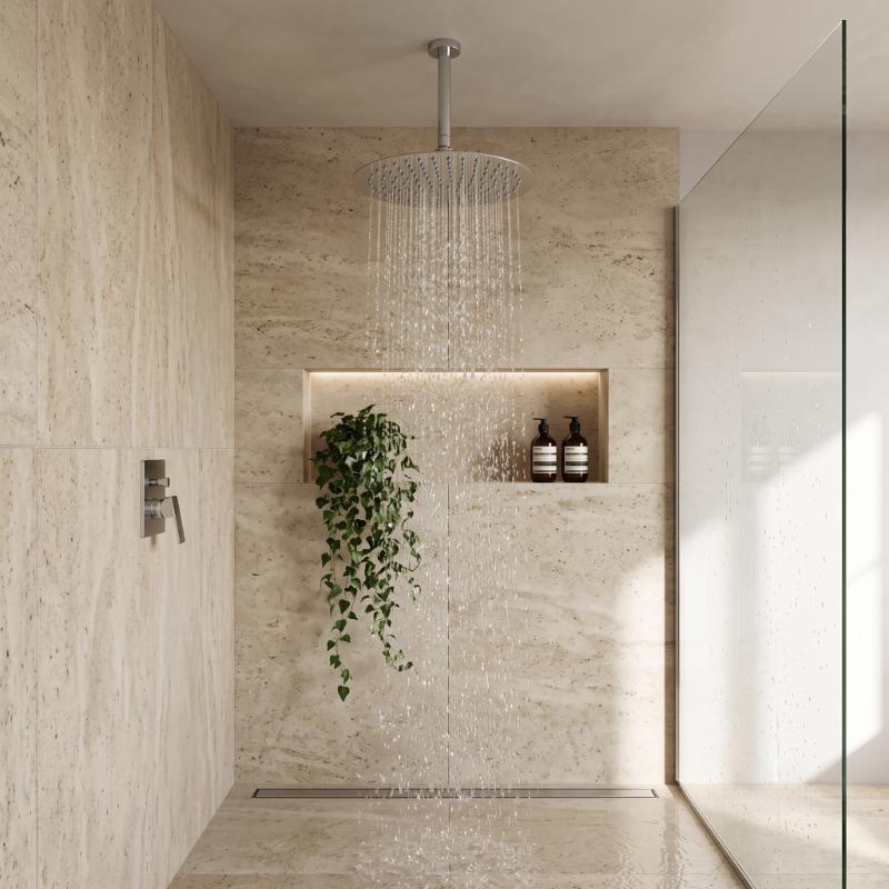 Clifton Round Fixed Shower Head - 400mm - Chrome
