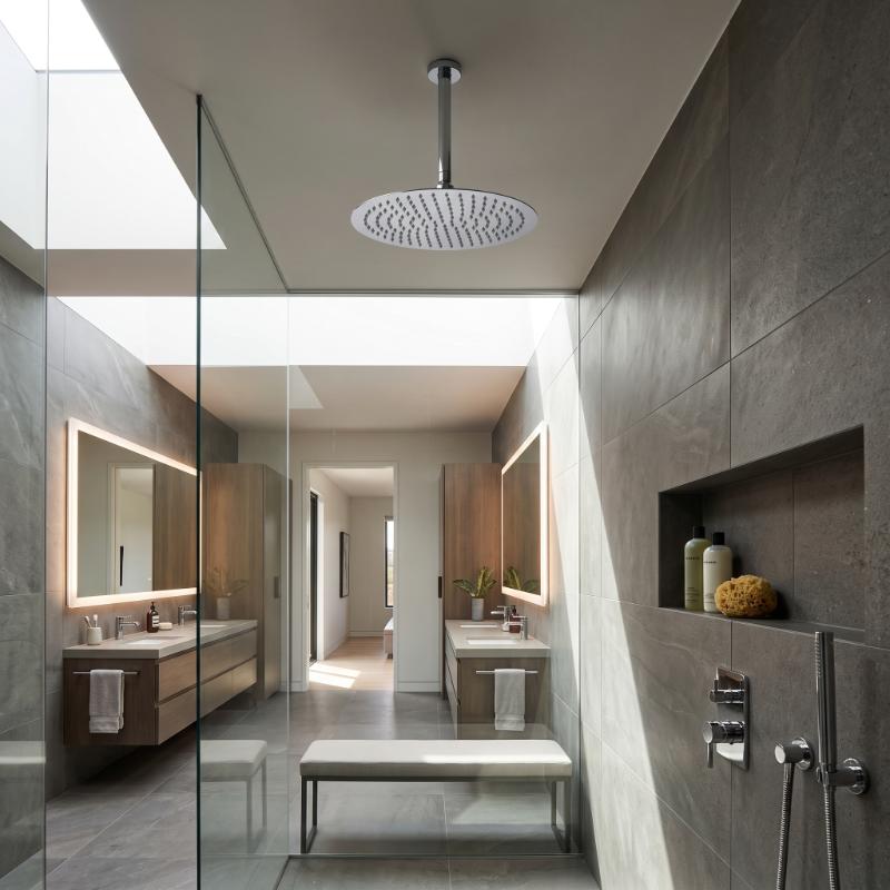 Clifton Round Fixed Shower Head And Ceiling Arm - 400mm x 400mm - Chrome