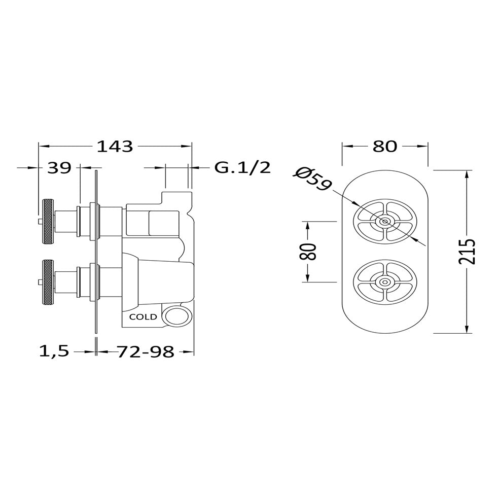Revolve Traditional 1 Outlet Thermostatic Concealed Shower Valve