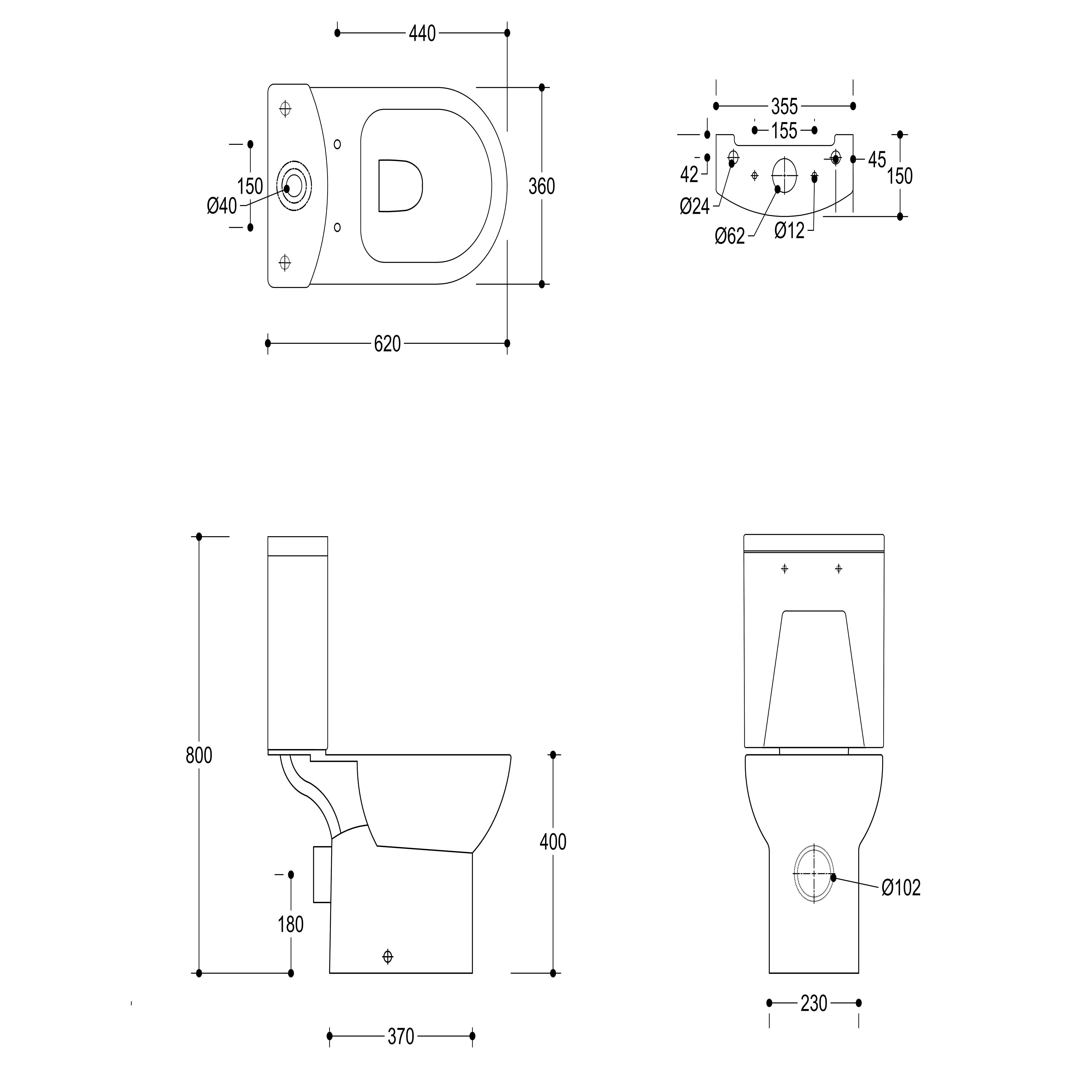 Sleek Close Coupled Toilet with Soft Close Seat & Cistern - White