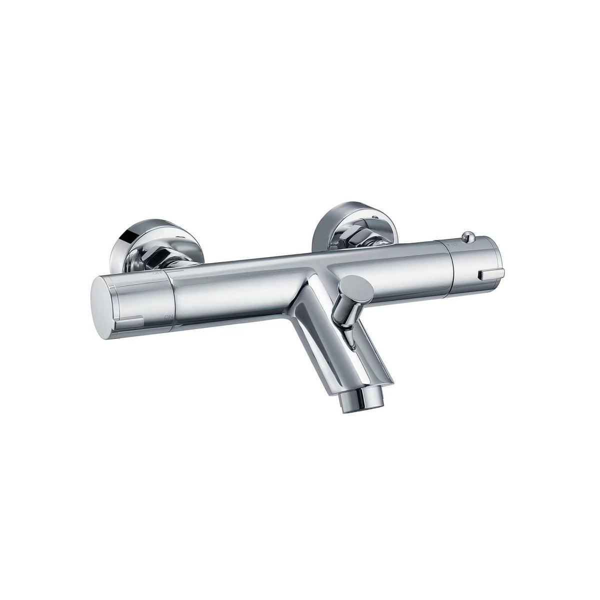 Slim Thermostatic Exposed Shower Bar Mixer Diverter Valve with Bath Filler Tap - Chrome
