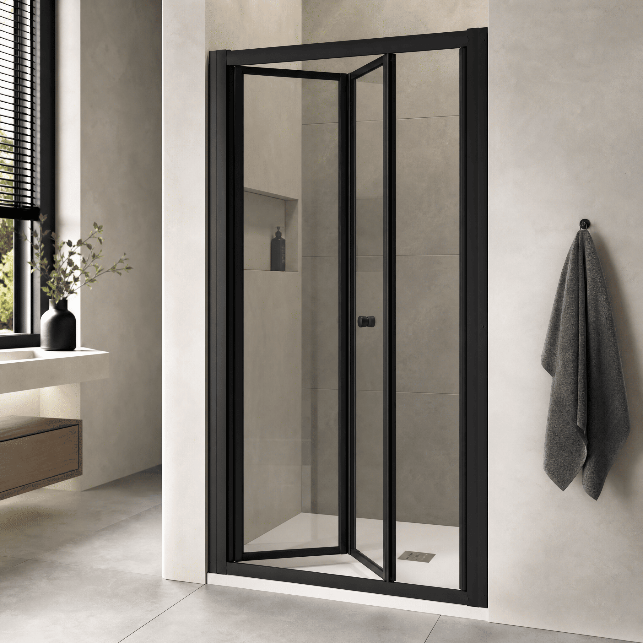 Matrix 4mm Glass Recessed Bi-fold Shower Door