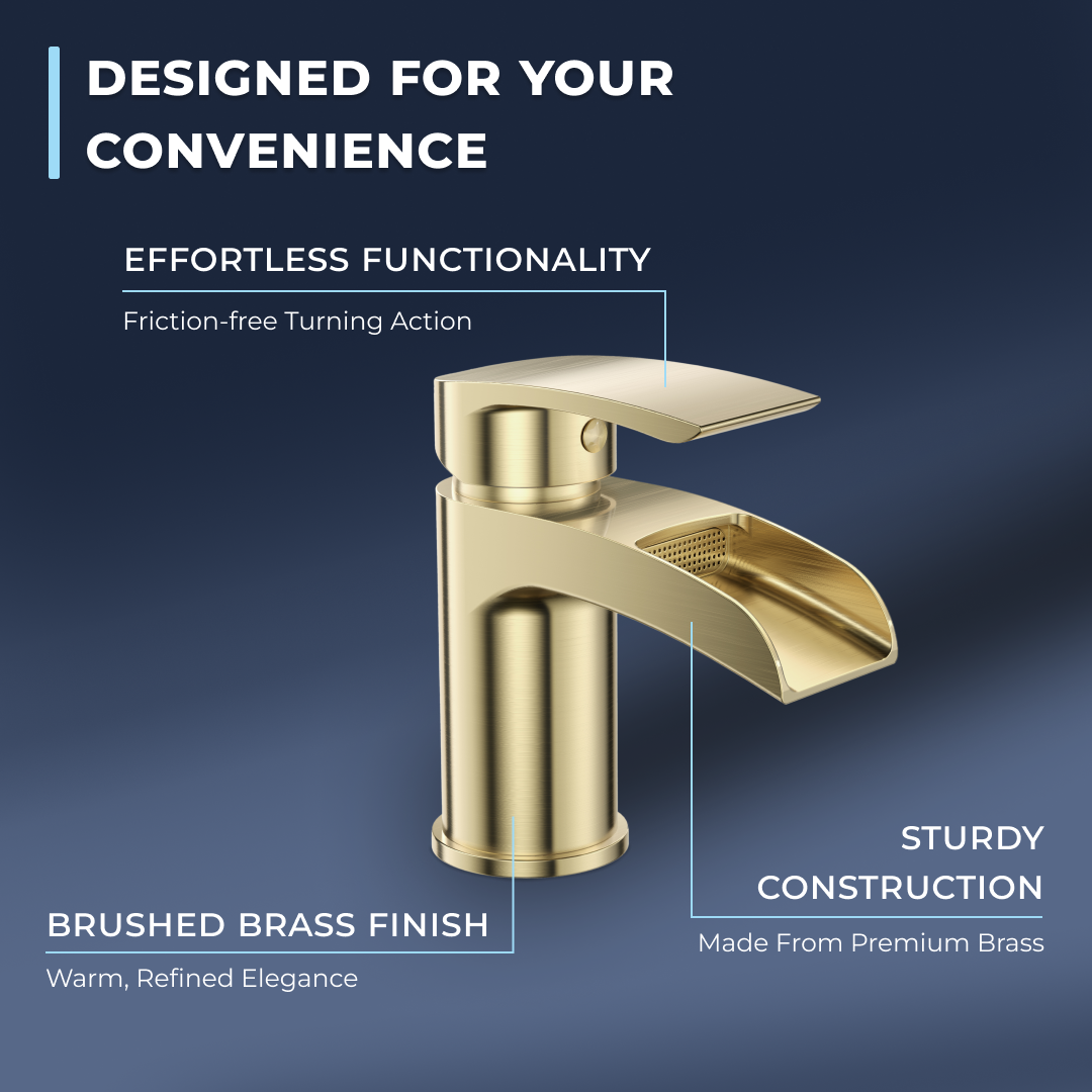 Stream Round Waterfall Basin Mixer Tap with Push Button Waste