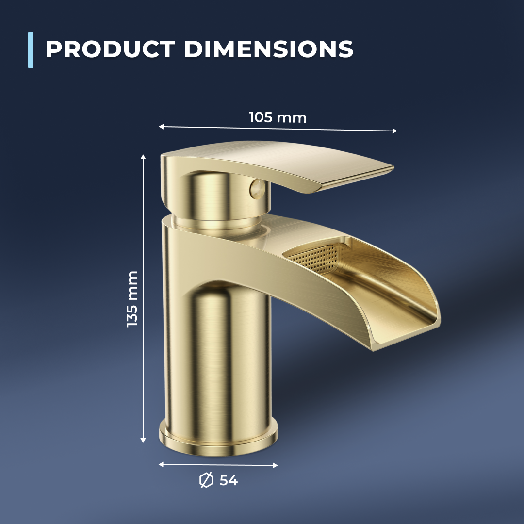 Stream Round Waterfall Mono Basin Mixer Tap with Push Button Waste