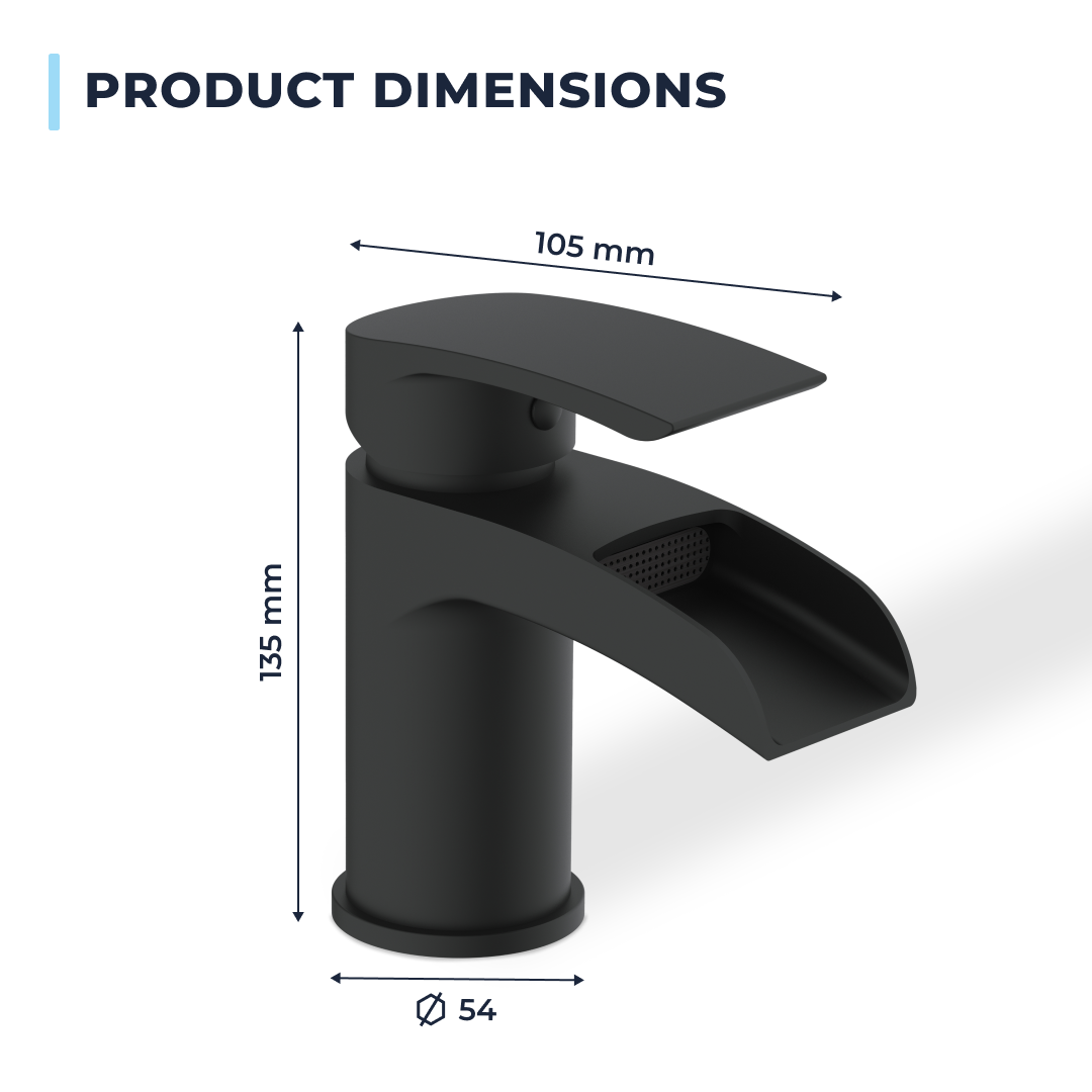 Stream Round Waterfall Mono Basin Mixer Tap with Push Button Waste