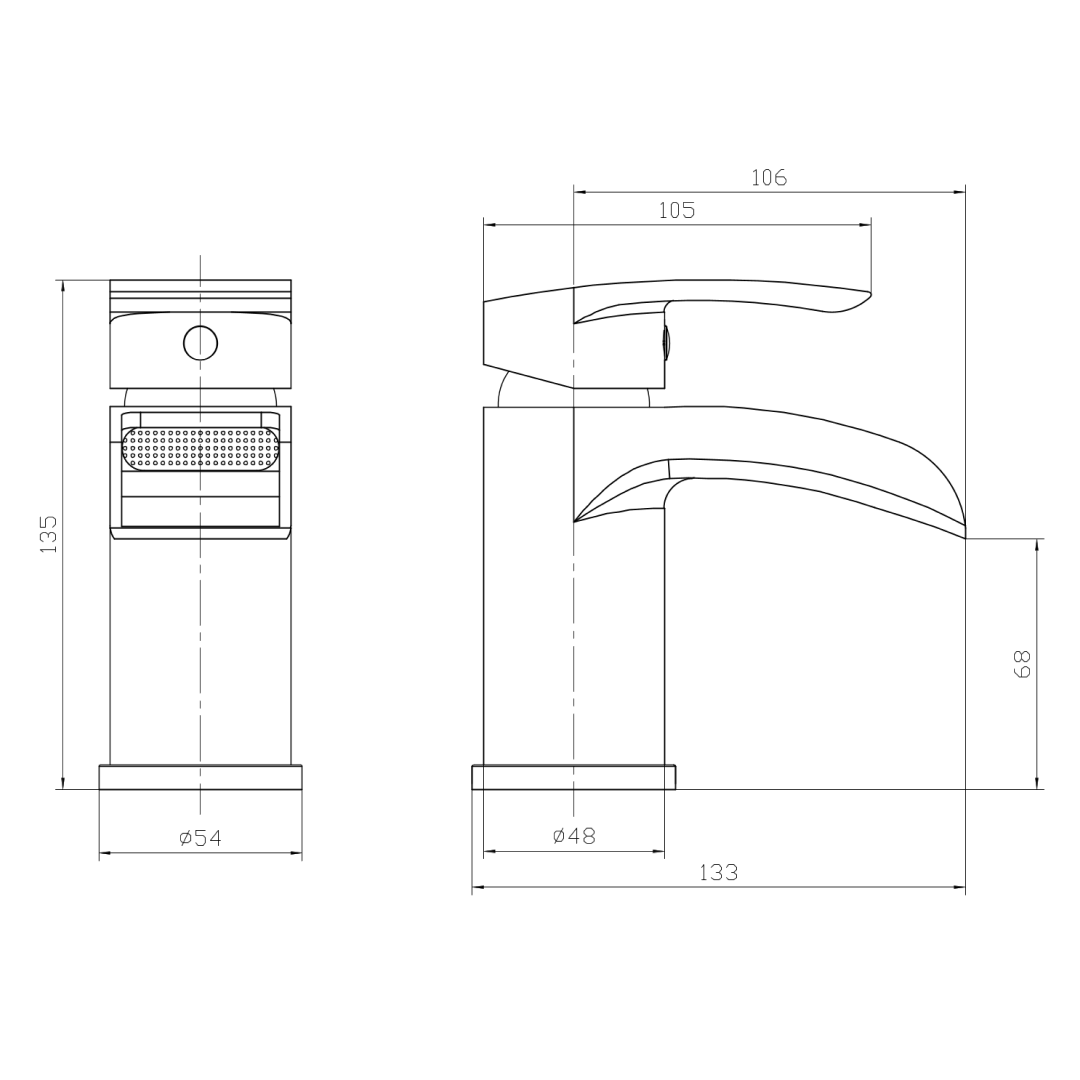Stream Round Waterfall Basin Mixer Tap with Push Button Waste