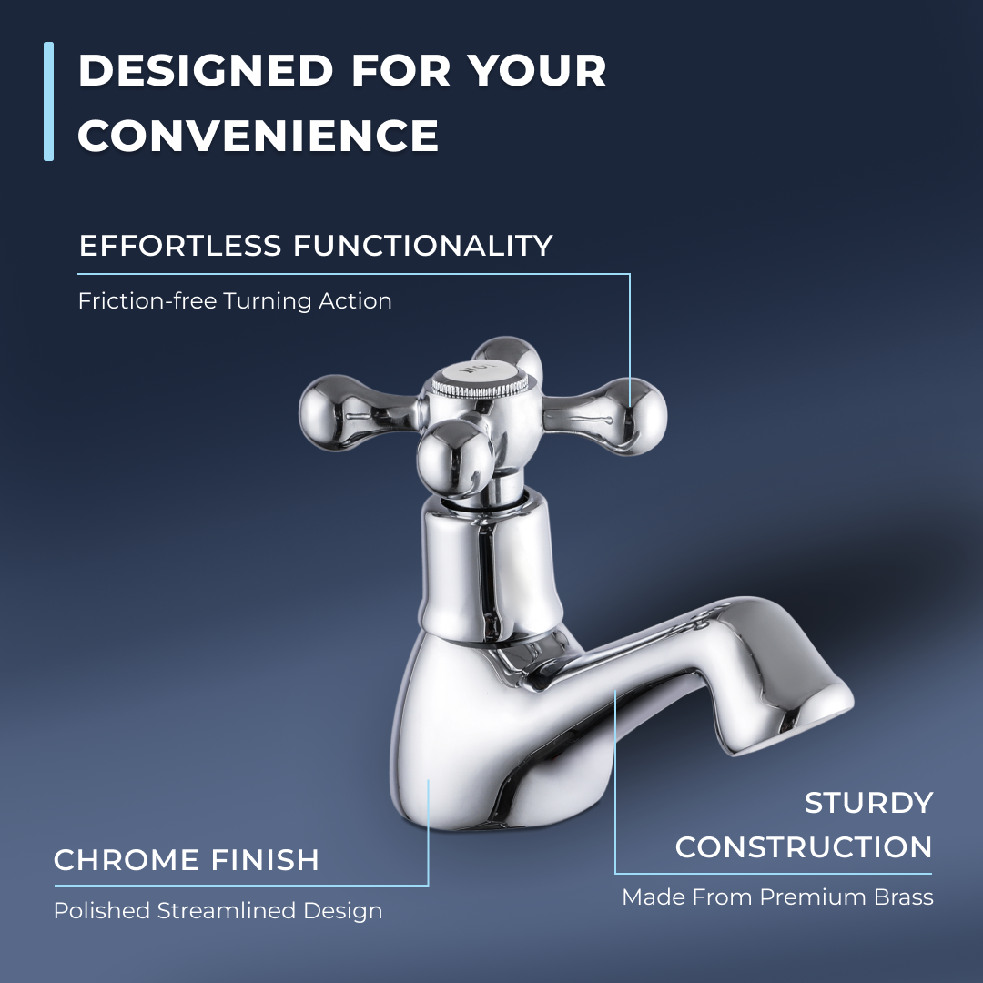 Edwardian Basin Pillar Taps - Chrome