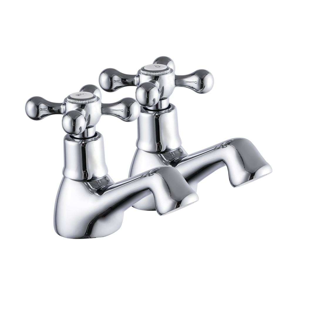 Edwardian Basin Pillar Taps - Chrome