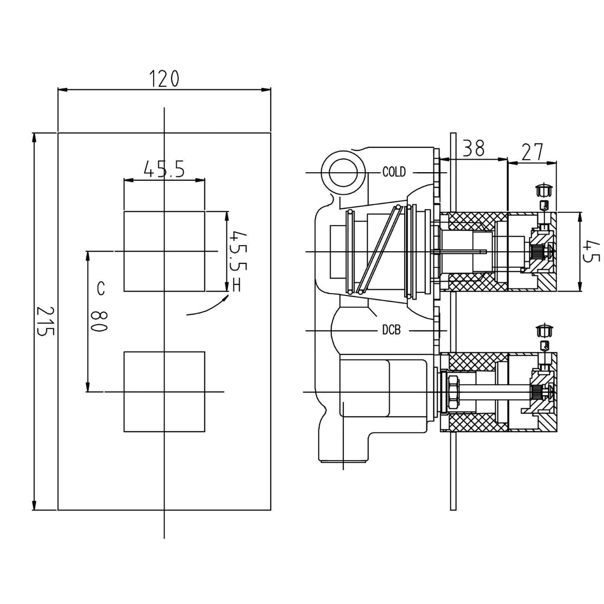 Modus Thermostatic 1 Outlet Concealed Shower Valve - Chrome