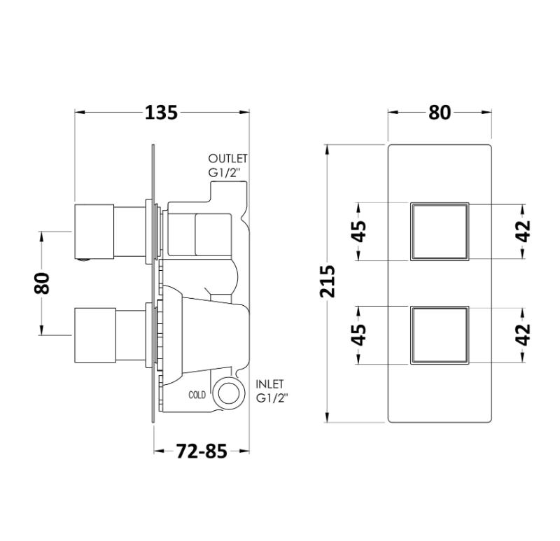 Modus 1 Outlet Concealed Shower Valve - Chrome
