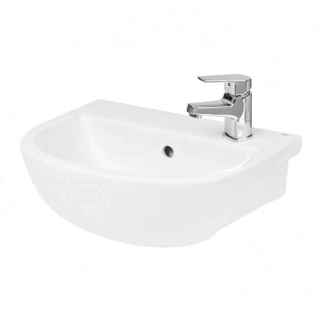 Moral Curved Semi Recessed Basin - 400mm Wide - 1 TH - White