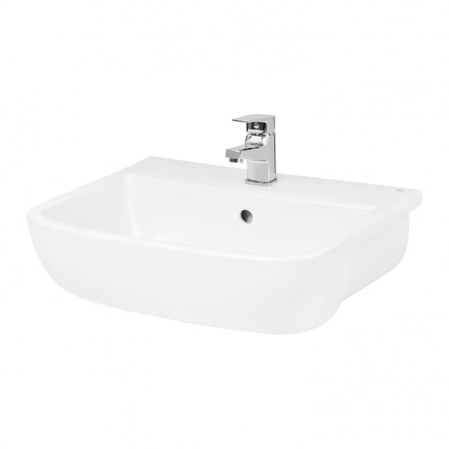 Magna Rectangle Semi Recessed Basin - 520mm Wide - 1 TH - White