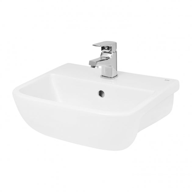 Forest Rectangle Semi Recessed Basin - 420mm Wide - 1 TH - White