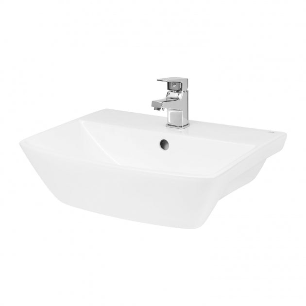 Cave Rectangle Semi Recessed Basin - 500mm Wide - 1 TH - White