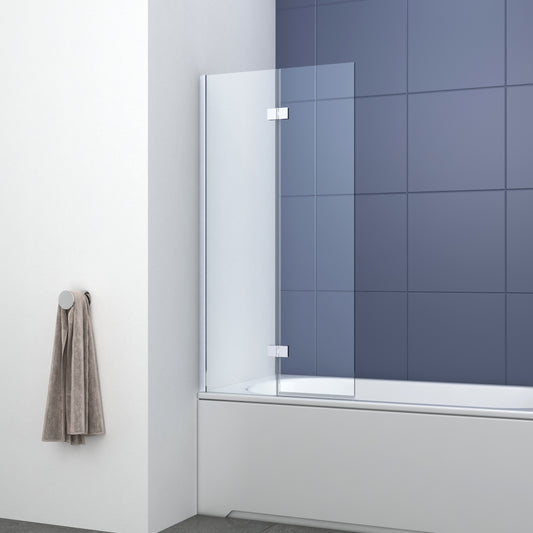Modern Shower Bath Screen - 6mm Glass - 1400mm x 750mmm - Chrome