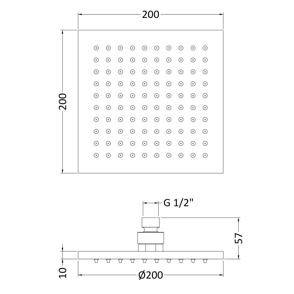 Arden LED Square Fixed Shower Head - Chrome