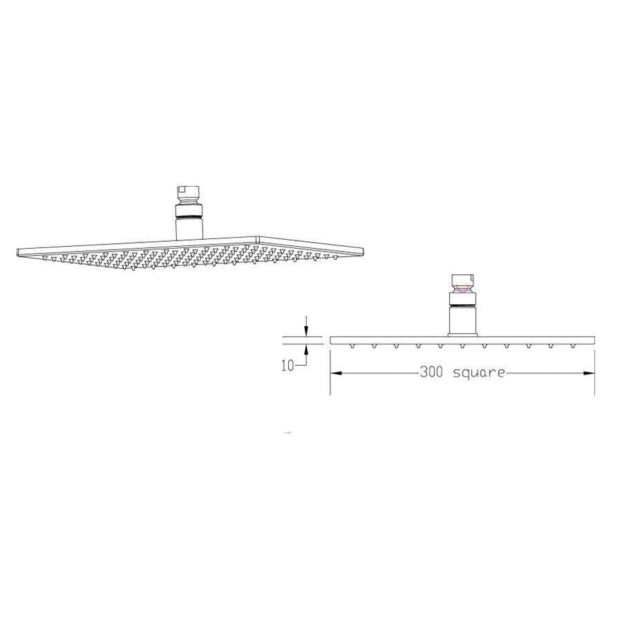 Arden LED Square Fixed Shower Head - Chrome