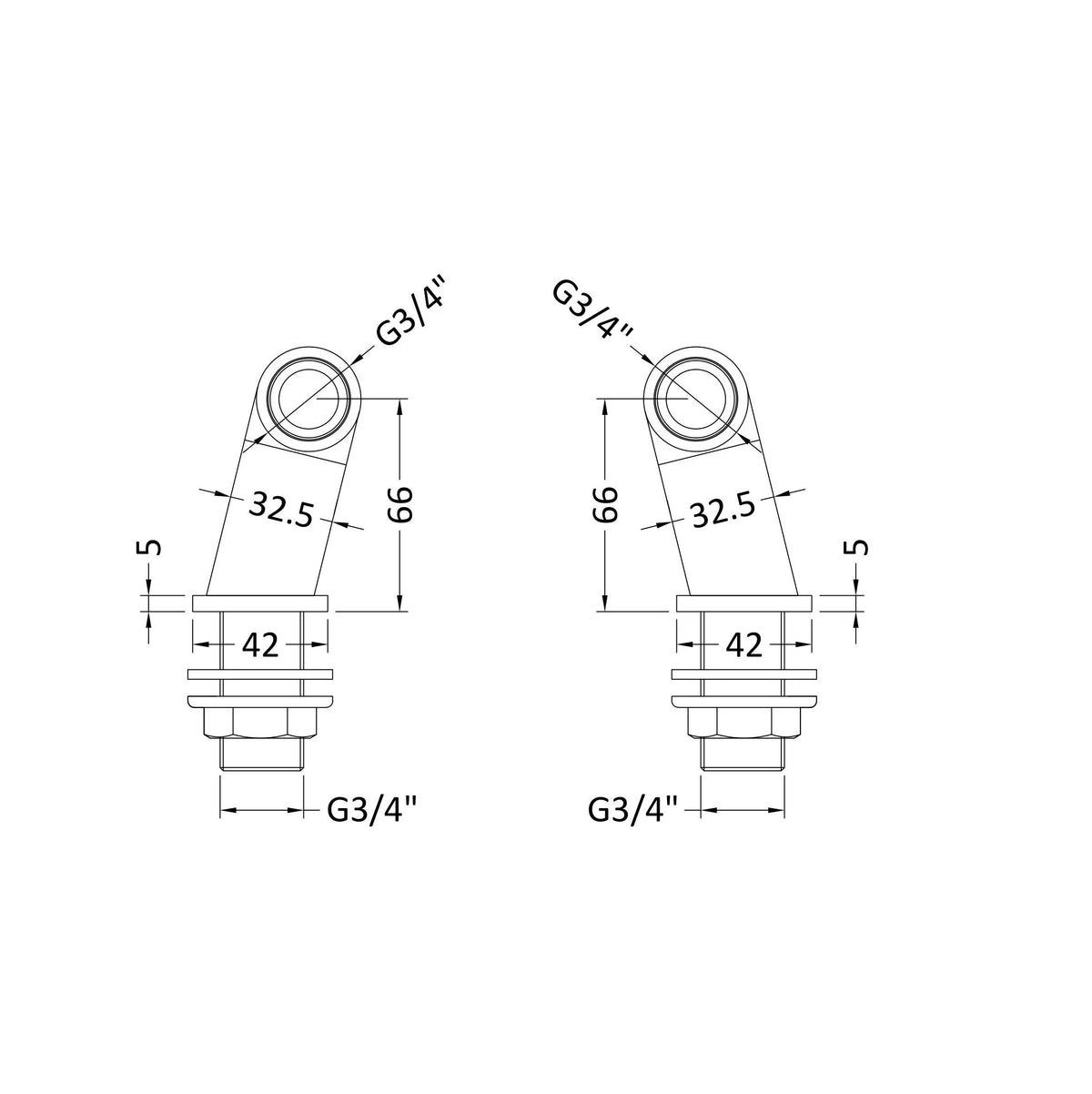 Hype Round Bath Tap Inlet Leg - Chrome
