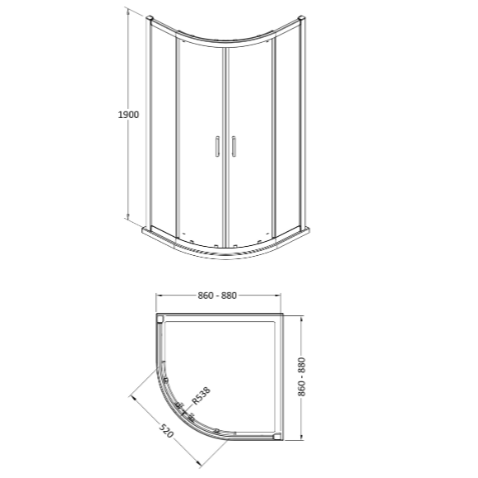 Forge 8mm Glass Quadrant Shower Enclosure