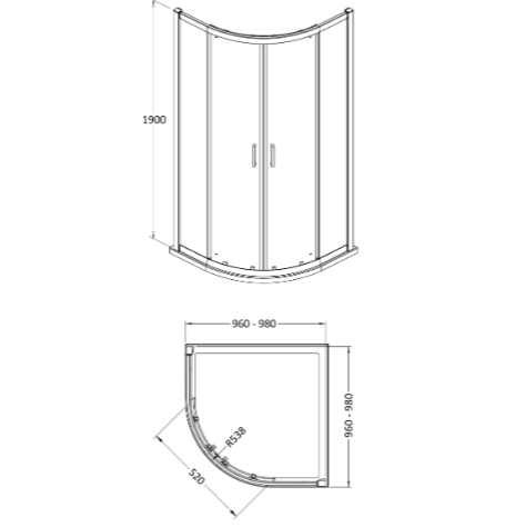 Forge 8mm Glass Quadrant Shower Enclosure