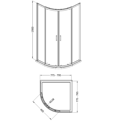 Matrix Two Door 6mm Glass Quadrant Shower Enclosure