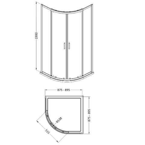 Matrix Two Door 6mm Glass Quadrant Shower Enclosure