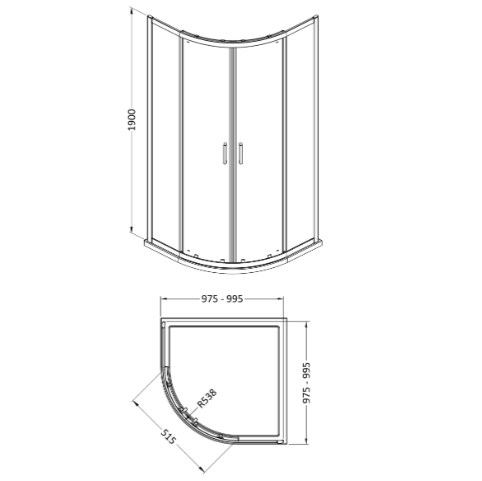 Matrix Two Door 6mm Glass Quadrant Shower Enclosure
