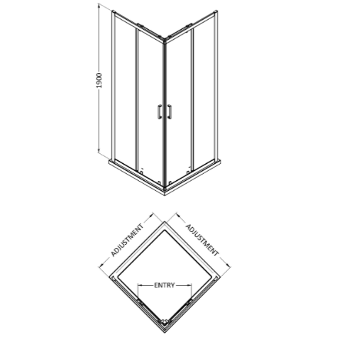 Matrix 6mm Glass Quadrant Shower Enclosure - Chrome