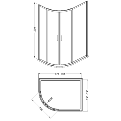 Matrix 6mm Glass 2 Doors Offset Quadrant Shower Enclosure