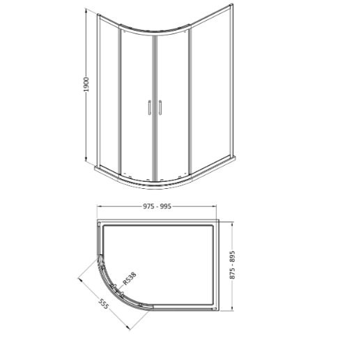Matrix 6mm Glass 2 Doors Offset Quadrant Shower Enclosure