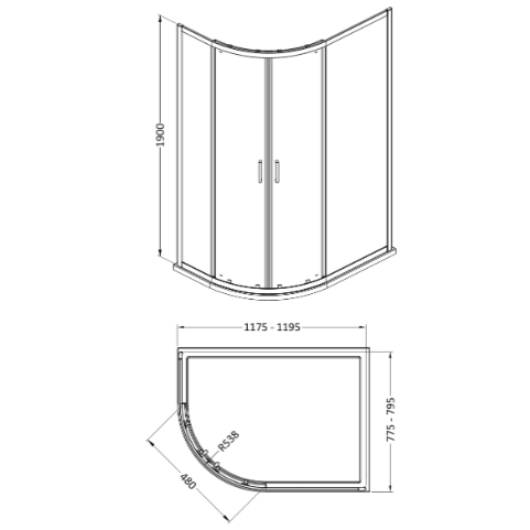 Matrix 6mm Glass 2 Doors Offset Quadrant Shower Enclosure