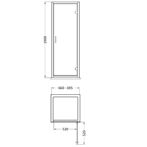 Matrix 6mm Glass Recessed Hinged Shower Door