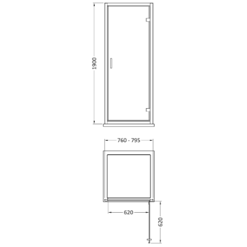 Matrix 6mm Glass Recessed Hinged Shower Door