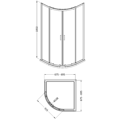 Foundry 5mm Glass 2 Doors Quadrant Shower Enclosure - Chrome