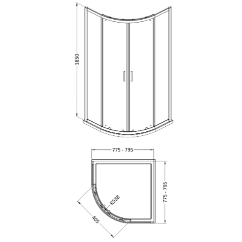 Foundry 5mm Glass 2 Doors Quadrant Shower Enclosure - Chrome