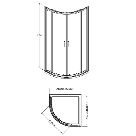 Foundry 5mm Glass 2 Doors Quadrant Shower Enclosure - Chrome