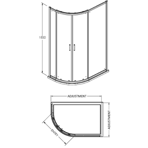Foundry 5mm Glass 2 Door Offset Quadrant Shower Enclosure