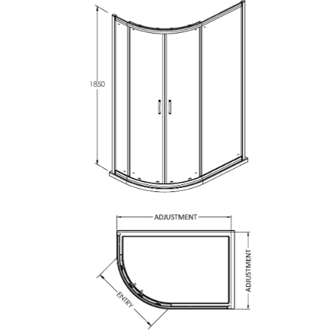 Foundry 5mm Glass 2 Door Offset Quadrant Shower Enclosure