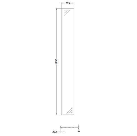 Safira 8mm Glass Fixed Return Wetroom Panel