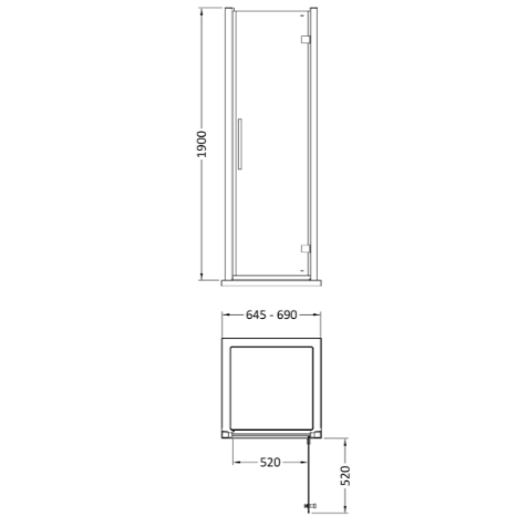 Oasis 8mm Glass Recessed Hinged Shower Door - Chrome